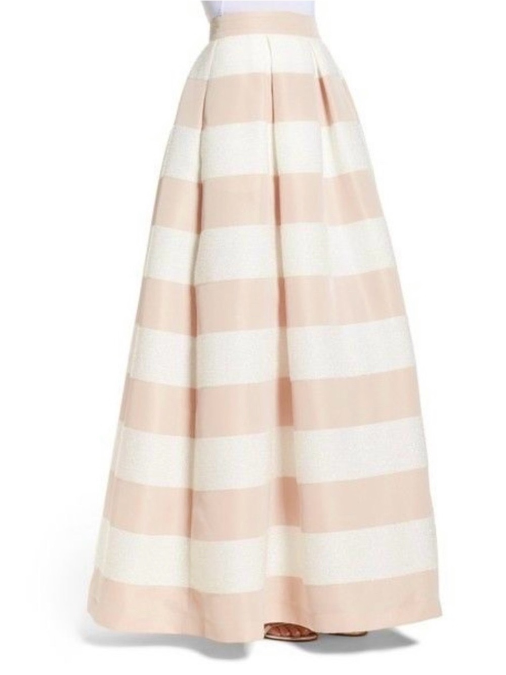 Eliza J striped Blush & Cream Striped Ball Maxi Skirt
